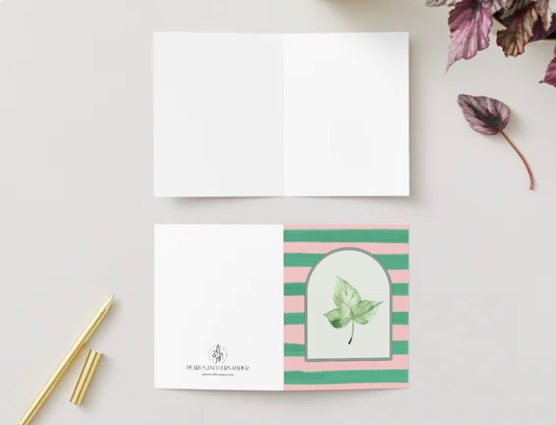 Pink and Green Sorority Inspired Greeting Card