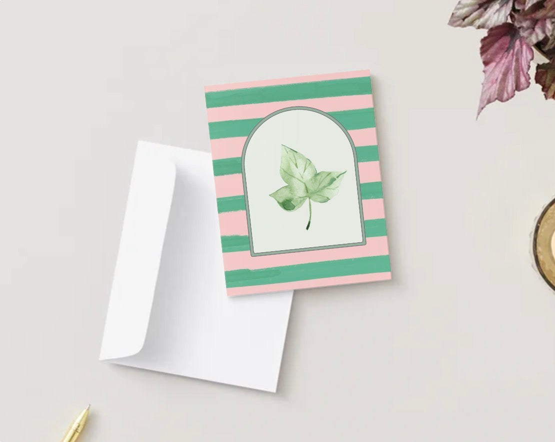 Pink and Green Sorority Inspired Greeting Card