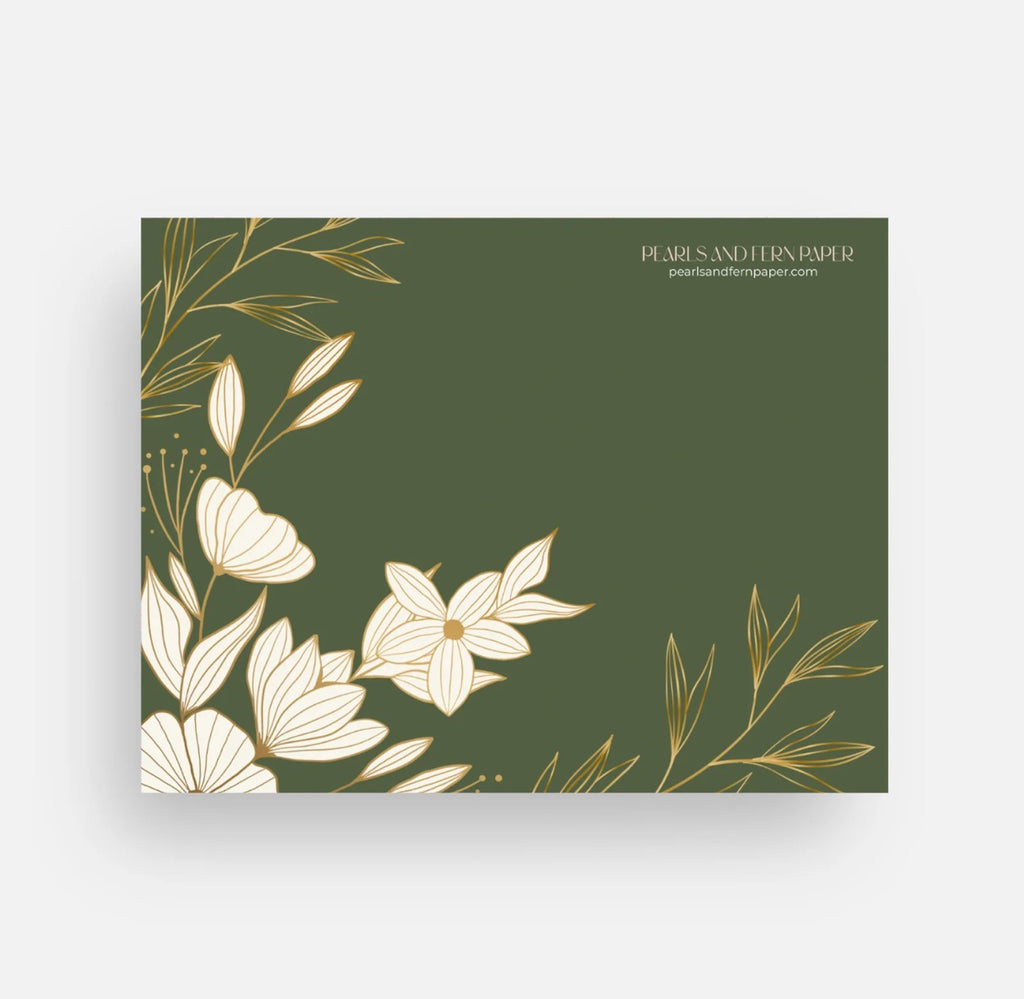 Green and Gold Floral notecard