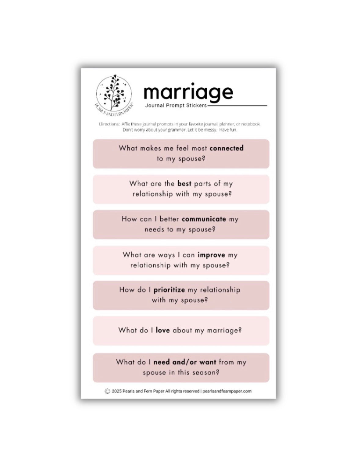 Marriage Guided Journaling Stickers