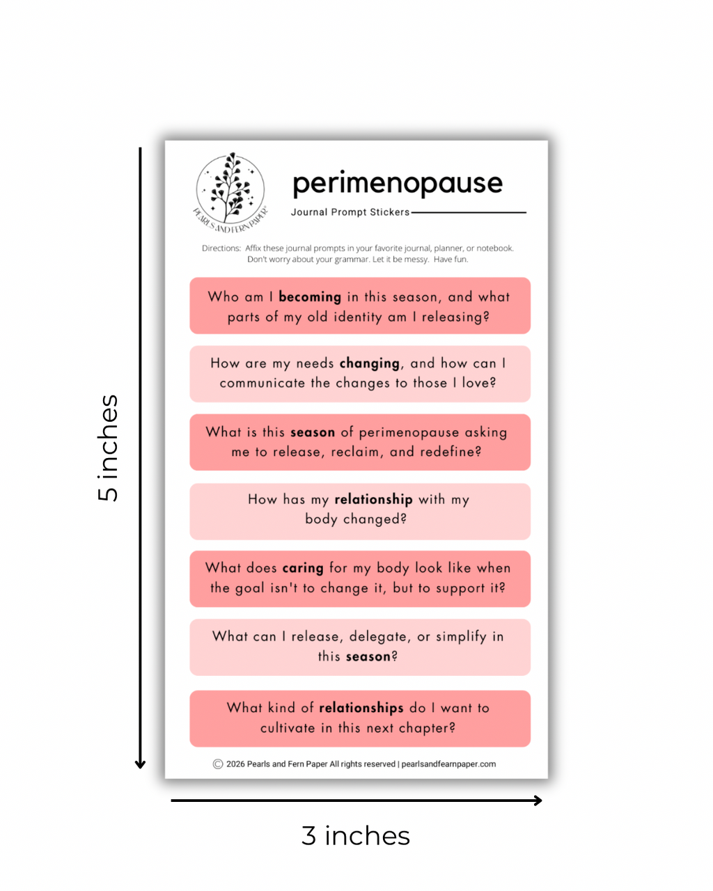 Perimenopause Journaling Prompt Sticker | Self-Care Sticker for Women's Wellness Journals