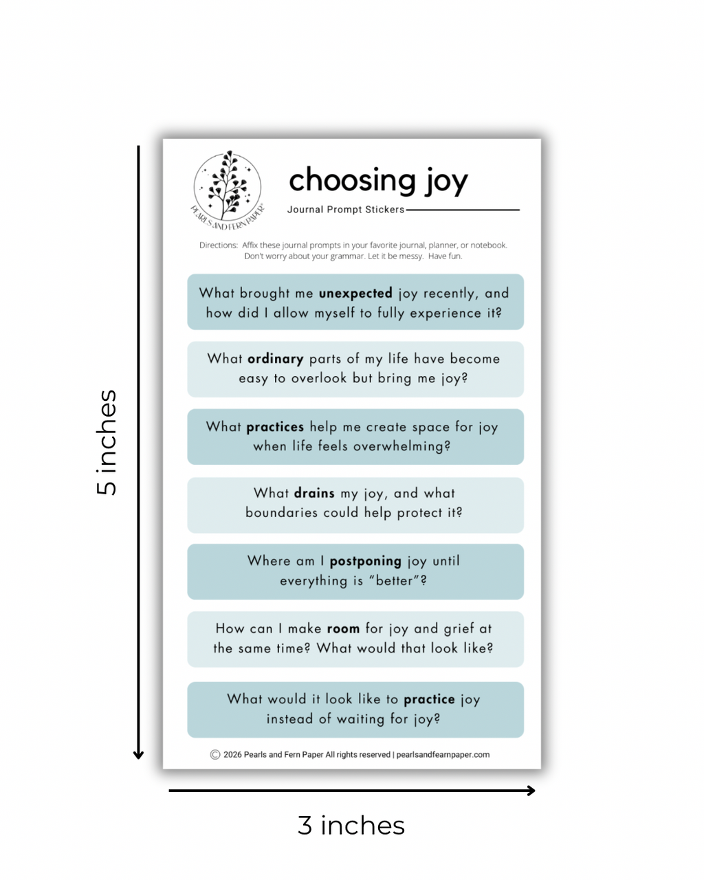 Choosing Joy Journaling Prompt Sticker | Mindfulness Sticker for Journals & Planners
