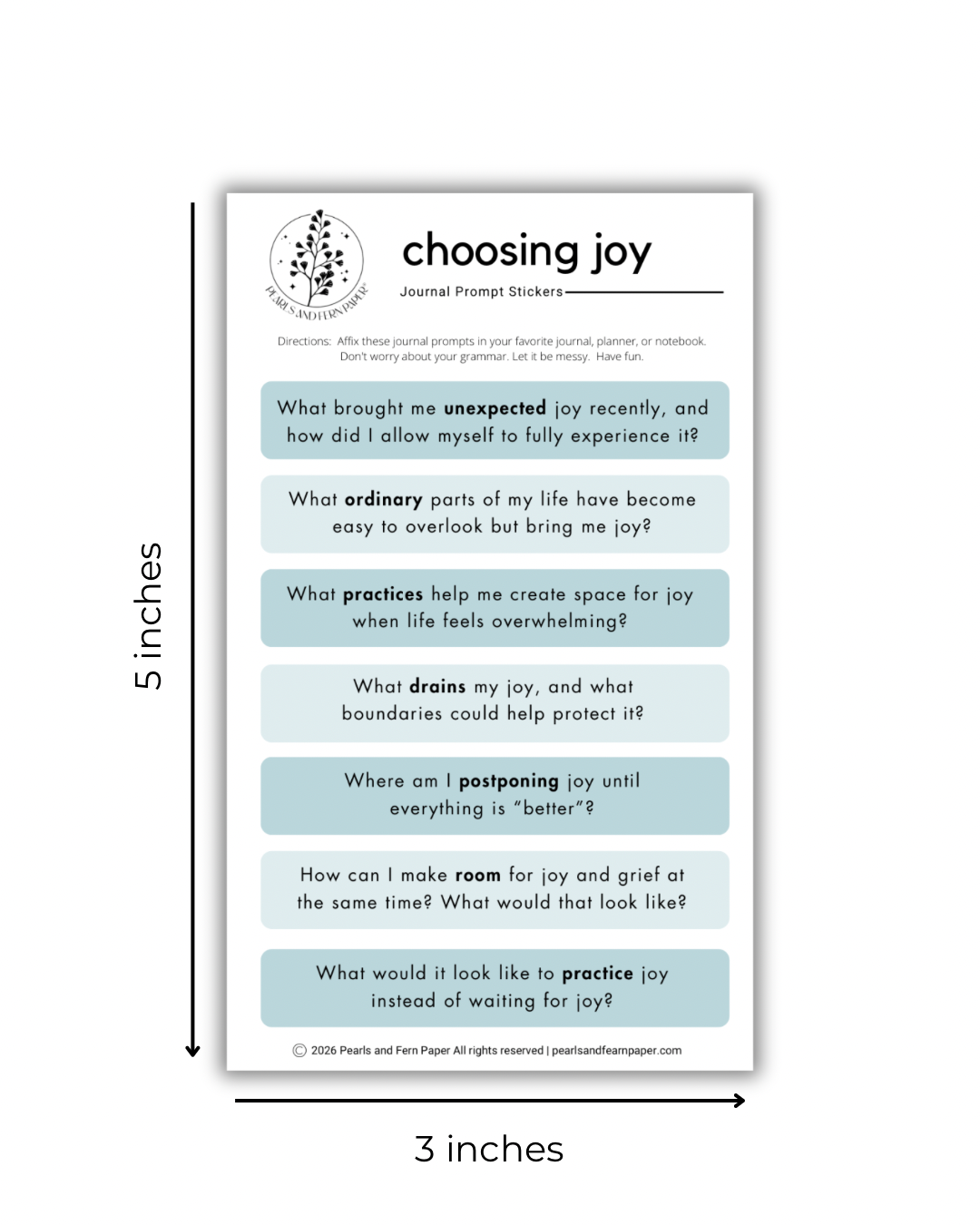 Choosing Joy Journaling Prompt Sticker | Mindfulness Sticker for Journals & Planners