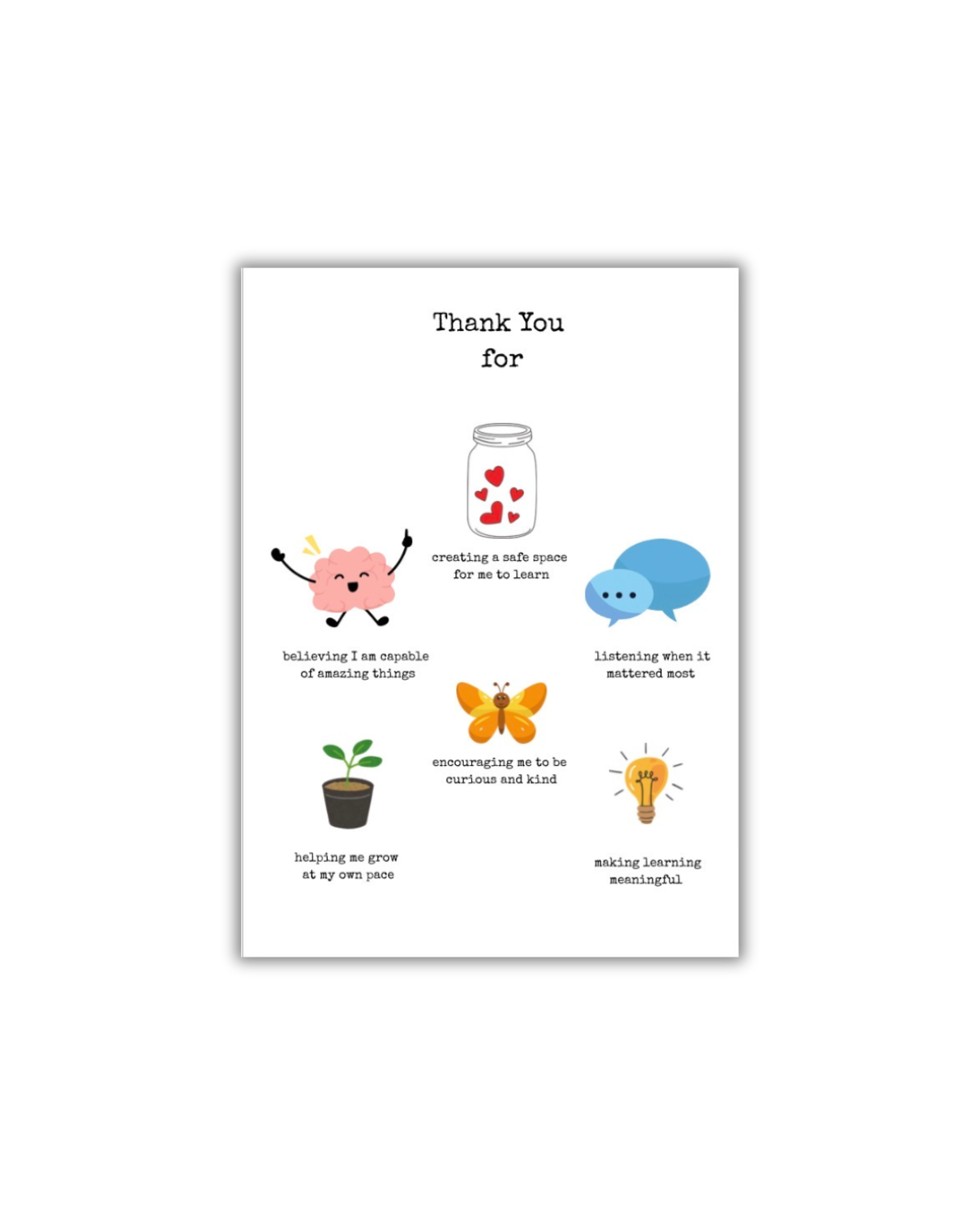 Thank You Teacher Appreciation Card