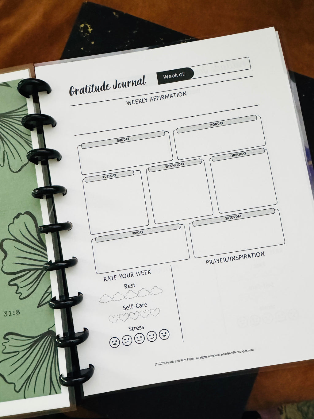 Gratitude Journal Planner Inserts