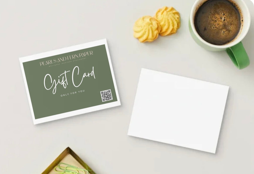 Pearls and Fern Paper Gift Card