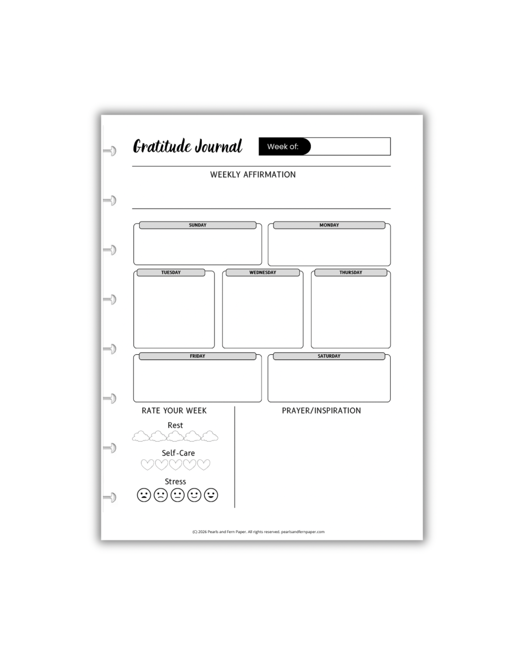 Gratitude Journal Planner Inserts