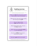 Healing journey journal prompt stickers on a white background