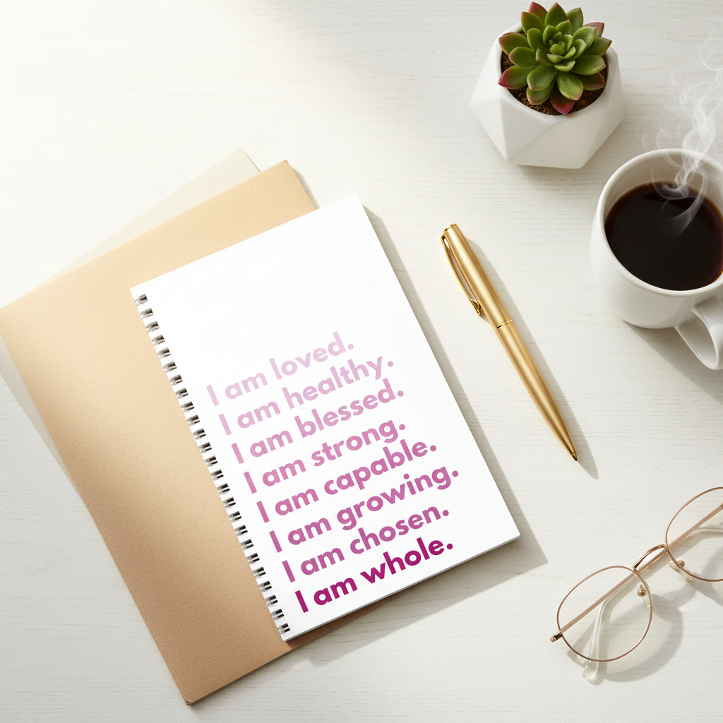Positive Affirmation Spiral Notebook Flatlay