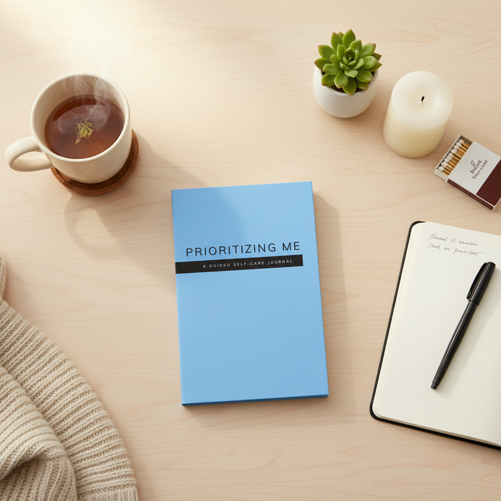 Prioritizing Me Self-Care Journal Flatlay