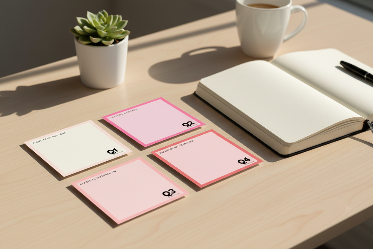 Quarterly planning sticky notes on desk