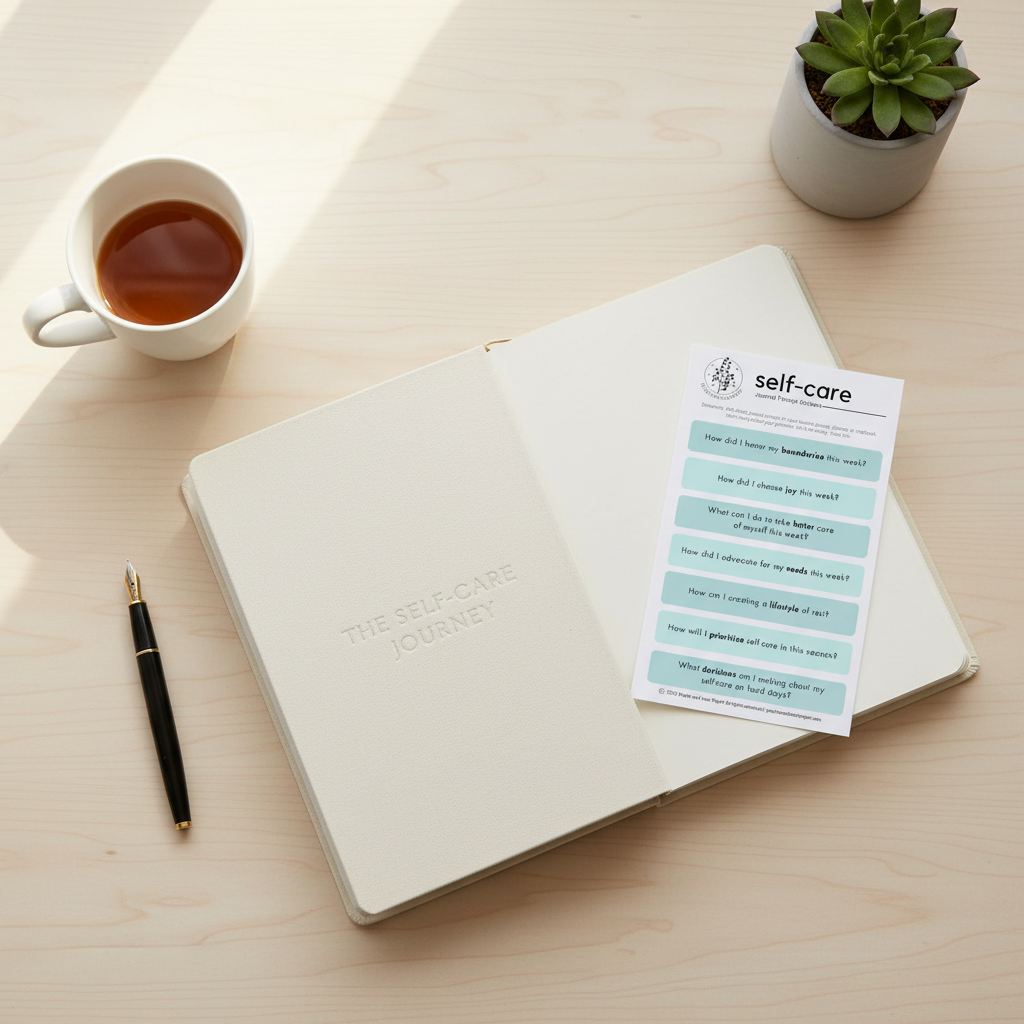 Self-Care Guided Journaling Prompt Stickers with Journal