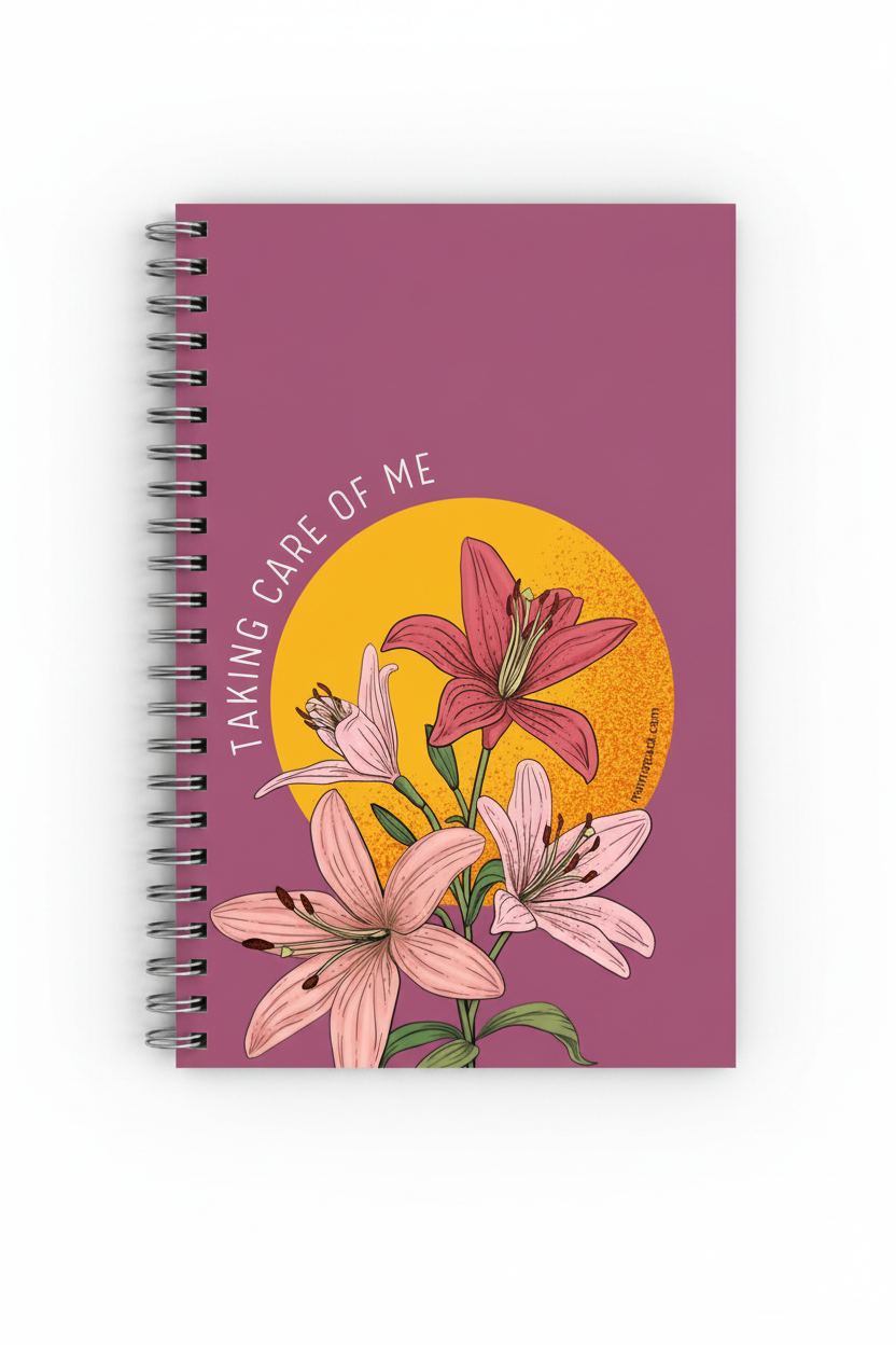 Taking Care of Me Notebook – Realistic Silver Coils Flatlay